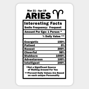 Aries Zodiac Personality Traits - Male Female Gender Neutral Sticker